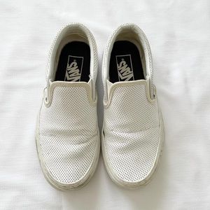 Vans white slip ons